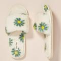 Anthropologie Shoes | Anthro Retro Blossom Lala Faux Fur Slippers | Color: Green/White | Size: Various