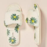 Anthropologie Shoes | Anthro Retro Blossom Lala Faux Fur Slippers | Color: Green/White | Size: Various