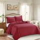 Prime Linens 3 Piece Inspiration Quilted Bedspread Embossed Pattern Comforter Bedding Set Bed Throw with Pillow Case (Red, Super King 3 Piece)