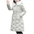 KEYIE Womens Winter Thicker Coat Jacket Warm Overcoat Slim Fur-Collar Zip Outwear White
