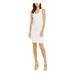 MICHAEL KORS Womens White Textured Short Sleeve Jewel Neck Short Body Con Evening Dress Size L