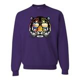 Funny Neon Summer California Beach Tiger Mens Animal Lover Crewneck Graphic Sweatshirt, Purple, X-Large