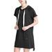 DKNY Sport Women's Logo Drawstring Hooded Sweatshirt Dress (Black, XL)