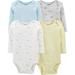 Carter's - 4-Pack Long Sleeves Bodysuits, Blue/Grey/Yellow