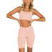 2pcs Women Seamless Casual Tracksuit Set Casual Sport Biker Shorts+Yoga Bra Set Ladies Jersey Yoga Sport Vest Tops and Cycling Leggings Short 2 Pieces Outfit Lounge Wear