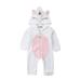 Newborn Baby Girls Unicorn Flannel Hooded Romper Long Sleeve Jumpsuit Outfit