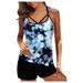 Mchoice Women's Two Piece Swimsuit Tie-Dye Print Tummy Control Swimsuit High Waisted Bathing Suit