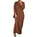 ZANZEA Women Solid Baggy Casual Long Shirt Dresses Solid O Neck Button Bohemian Maxi Dress