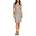 ADRIANNA PAPELL Womens Silver Beaded Sleeveless Scoop Neck Below The Knee Sheath Party Dress Size 14