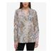 TOMMY HILFIGER Womens Beige Paisley Cuffed Collared Button Up Top Size M