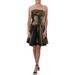 Halston Heritage Womens Metallic Pleated Mini Dress