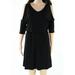 INC NEW Black Womens Size XS V-Neck Blouson Split-Sleeve Sheath Dress