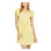 MAISON JULES Womens Yellow Printed Short Sleeve V Neck Short Sheath Dress Size L