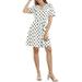 Allegra K Junior'sÂ Tie Waist Puff Short Sleeve Dots Print Dress