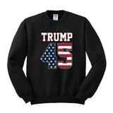 President Trump 45 GOP Reelect Mens Political Crewneck Graphic Sweatshirt, Black, X-Large