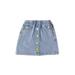 Baby Girls Summer Denim Skirt Solid A Line Elastic Waist Colored Button Short Mini Skorts Skirts with Pockets