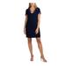 TRINA TURK Womens Navy Embroidered V Neck Above The Knee Shift Dress Size 4