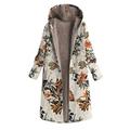 Jocestyle Flower Women Long Coat Zipper Fleece Ethnic Hooded Jacket (Orange L)