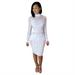 Sunisery Summer Women Long Sleeve Bodycon Short Mini Dress Ladies Pencil Dress