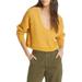 Free People High Low V-Neck Sweater Yellow