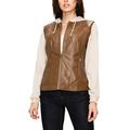 Tuscom Women's Hooded Zipper Faux Leather Moto Biker Jacket Outwear Coat