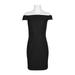 Adrianna Papell Off-Shoulder Bodycon Zipper Back Solid Ottoman Dress-BLACK