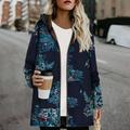 Jocestyle Ethnic Women Coat Long Sleeve Hooded Flowers Zipper Jacket (Blue 4XL)