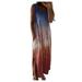 ANNA Women Fashion Casual Tie-dye Print Sleeveless Dress V-neck Pocket Long Dress