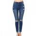 Salt Tree Women's Wax High Rise Push Up Destroyed Ankle Skinny Jeans