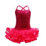 Wenchoice Hot Pink Sequins Cross Back Ribbon Ballet Dress XL(7-8Y)