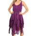 Sakkas Samsa Women's Sleeveless Casual Boho Flared Pixi Stonewashed Midi Dress - Purple - L-XL