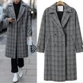 Fashion Women Plaid Double-Breasted Buttoning Long Sleeve Jacket Coat Overcoat