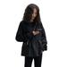 Mojoyce Women Long Sleeve Solid Ruffled Hem Casual T-Shirt Sweatshirt (Black M)