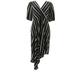 Tash + Sophie Striped V-Neck Dress Asymmetric Hem Women's 620-908