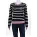 Etre Cecile Womens Striped Pink Trim Logo Graphic Sweater Black Size Medium