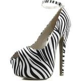 Women's Extreme High Fashion Ankle Strap Peep Toe Hidden Platform Sexy Stiletto High Heel Pump Shoes ZebraSuede-05