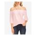 VINCE CAMUTO Womens Pink Tie Back 3/4 Sleeve Off Shoulder Top Size L