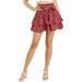 Allegra K Junior's Floral Print Tie Waist Ruffle Layered Mini Skirt