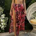 TANGNADE Women Dresses tru tops Women Printed Swimsuit Cover Up Mesh Bikini Swimwear Beach Cover-Ups Wrap Skirt