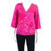 Badgley Mischka Womens Top Size 4 Pink Cotton Sequined V-Neck $495 New BST1118