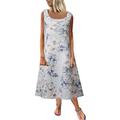 Mnycxen Women's Sexy Summer Dress Women's Summer Casual Round Neck Dress Print Sleeveless Mini Dress