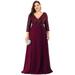 Ever-Pretty Women's A-line Chiffon Long Sleeve Sparkle Plus Size Cocktail Dress 07512 Burgundy US16