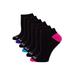 Ladies Coolmax No Show Socks with Solid and Colored Heel and Toe Value Pack, 6 Pairs