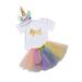 Toddler Baby Girl 1st Birthday 3Pcs Outfits Unicorn Costume Romper Top Tutu Dress Headband Clothes
