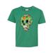 Inktastic Halloween Day of the Dead Green Sugar Skull with Flowers Teen Short Sleeve T-Shirt Unisex Retro Heather Green L