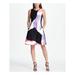 DKNY Womens Purple Printed Sleeveless Jewel Neck Above The Knee Fit + Flare Party Dress Size 10