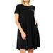 Women's Basic Pockets Comfy Relaxed Fit Short Sleeves Casual Solid Pleats Mini Dress