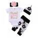 Baby Girls' Romper Headband Sets Summer Short Sleeve Letters Print Romper Tops + Floral Trousers + Headband + Hat, 4pcs/set Outfits Clothes for Baby Girls 18-24 month