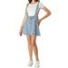 Allegra K Women's Washed Cotton Button Front a Line Casual Mini Suspender Skirt