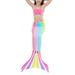 HIMONE 3Pcs Kids Girl's Swimsuit Swimmable Mermaid Tail Swimwear Bikini Swimming Costume Beachwear Monokinis Bathing Suit 9 Color Hot Summer